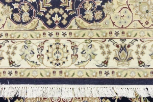 Dark Navy Floral 4X6 Indo-Nain Oriental Rug