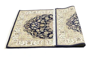 Dark Navy Floral 4X6 Indo-Nain Oriental Rug