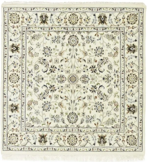 Cream Floral 4X4 Indo-Nain Oriental Square Rug