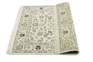 Cream Floral 4X4 Indo-Nain Oriental Square Rug