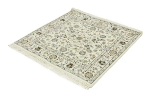 Cream Floral 4X4 Indo-Nain Oriental Square Rug