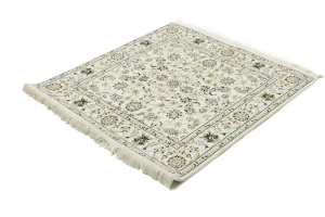Cream Floral 4X4 Indo-Nain Oriental Square Rug
