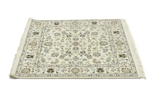 Cream Floral 4X4 Indo-Nain Oriental Square Rug