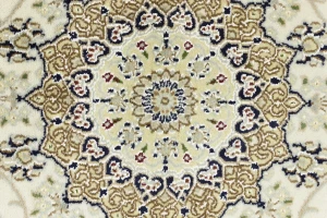 Cream Floral 4X6 Indo-Nain Oriental Rug