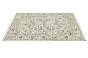 Cream Floral 5'5X7'9 Indo-Nain Oriental Rug