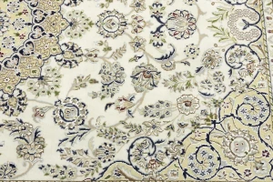 Cream Floral 6X9 Indo-Nain Oriental Rug