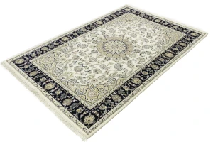 Cream Floral 6X9 Indo-Nain Oriental Rug