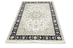Cream Floral 6X9 Indo-Nain Oriental Rug