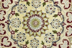 Black Floral 8X8 Indo-Nain Oriental Round Rug