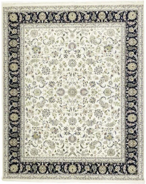 Cream Floral 8X10 Indo-Nain Oriental Rug