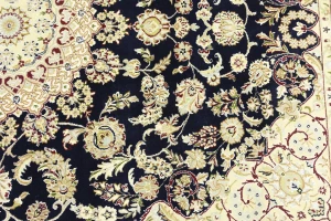 Cream Floral 7X10 Indo-Nain Oriental Rug