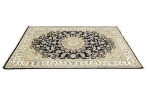 Cream Floral 7X10 Indo-Nain Oriental Rug
