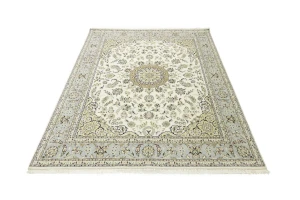 Cream Floral 8X10 Indo-Nain Oriental Rug