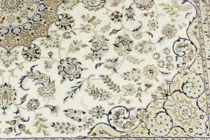 Cream Floral 8X10 Indo-Nain Oriental Rug