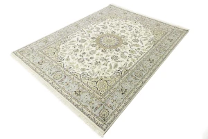Cream Floral 8X10 Indo-Nain Oriental Rug