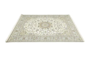 Cream Floral 8X10 Indo-Nain Oriental Rug