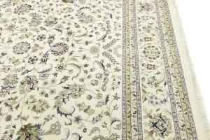 Cream Floral 11'5x14'9 Indo-Nain Oriental Rug
