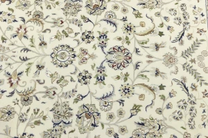 Cream Floral 11'5x14'9 Indo-Nain Oriental Rug