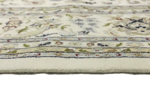 Cream Floral 11'5x14'9 Indo-Nain Oriental Rug