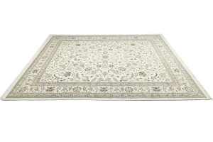 Cream Floral 11'5x14'9 Indo-Nain Oriental Rug