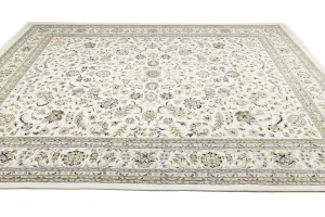 Cream Floral 11'5x14'9 Indo-Nain Oriental Rug