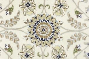 Cream Floral 11'5x14'9 Indo-Nain Oriental Rug