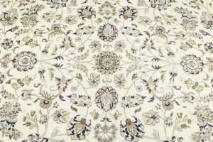 Cream Floral 11'5x14'9 Indo-Nain Oriental Rug