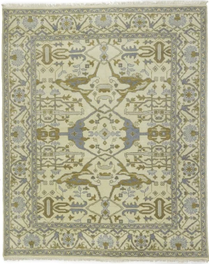 Cream Floral 8X10 Oushak Oriental Rug