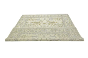 Cream Floral 8X10 Oushak Oriental Rug