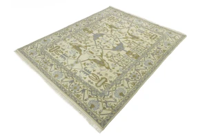 Cream Floral 8X10 Oushak Oriental Rug
