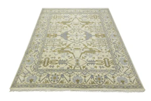 Cream Floral 8X10 Oushak Oriental Rug