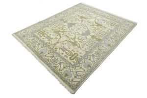 Cream Floral 8X10 Oushak Oriental Rug
