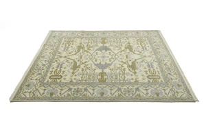 Cream Floral 8X10 Oushak Oriental Rug