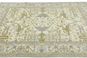 Cream Floral 8X10 Oushak Oriental Rug
