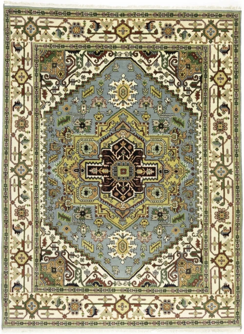 Light Gray Geometric 8X10 Heriz Serapi Oriental Rug