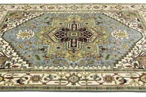 Light Gray Geometric 8X10 Heriz Serapi Oriental Rug