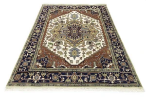 Cream Geometric 8X10 Heriz Serapi Oriental Rug