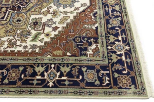 Cream Geometric 8X10 Heriz Serapi Oriental Rug