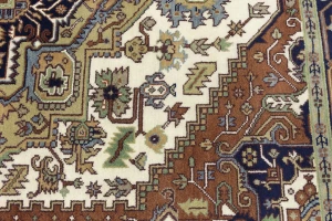 Cream Geometric 8X10 Heriz Serapi Oriental Rug