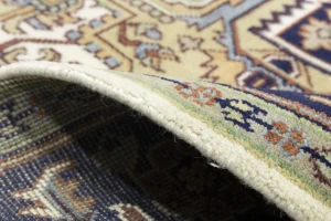 Cream Geometric 8X10 Heriz Serapi Oriental Rug