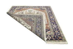 Cream Geometric 8X10 Heriz Serapi Oriental Rug