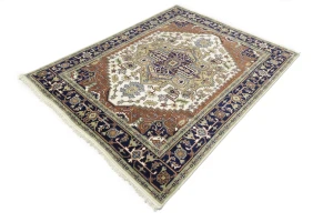 Cream Geometric 8X10 Heriz Serapi Oriental Rug