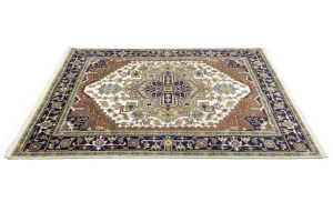 Cream Geometric 8X10 Heriz Serapi Oriental Rug