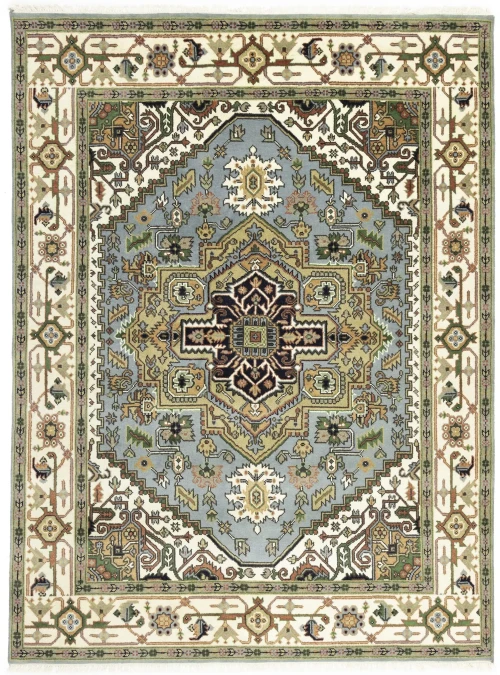 Light Gray Geometric 8X10 Heriz Serapi Oriental Rug