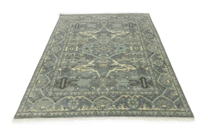 Muted Gray Floral 8X10 Transitional Oushak Oriental Rug