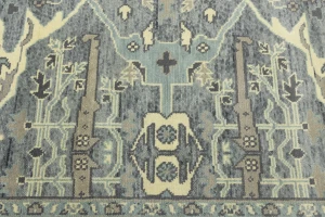 Muted Gray Floral 8X10 Transitional Oushak Oriental Rug