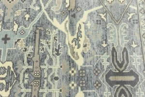 Muted Gray Floral 8X10 Transitional Oushak Oriental Rug