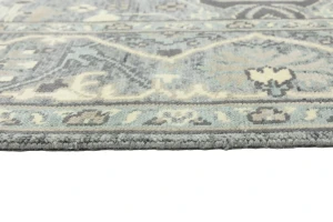 Muted Gray Floral 8X10 Transitional Oushak Oriental Rug
