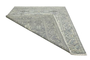 Muted Gray Floral 8X10 Transitional Oushak Oriental Rug