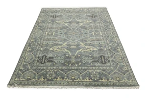 Muted Gray Floral 8X10 Transitional Oushak Oriental Rug